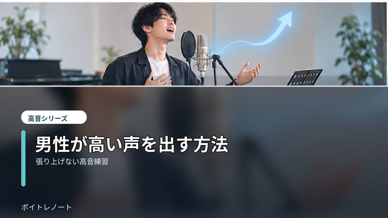 Male singer practicing high notes at a studio microphone