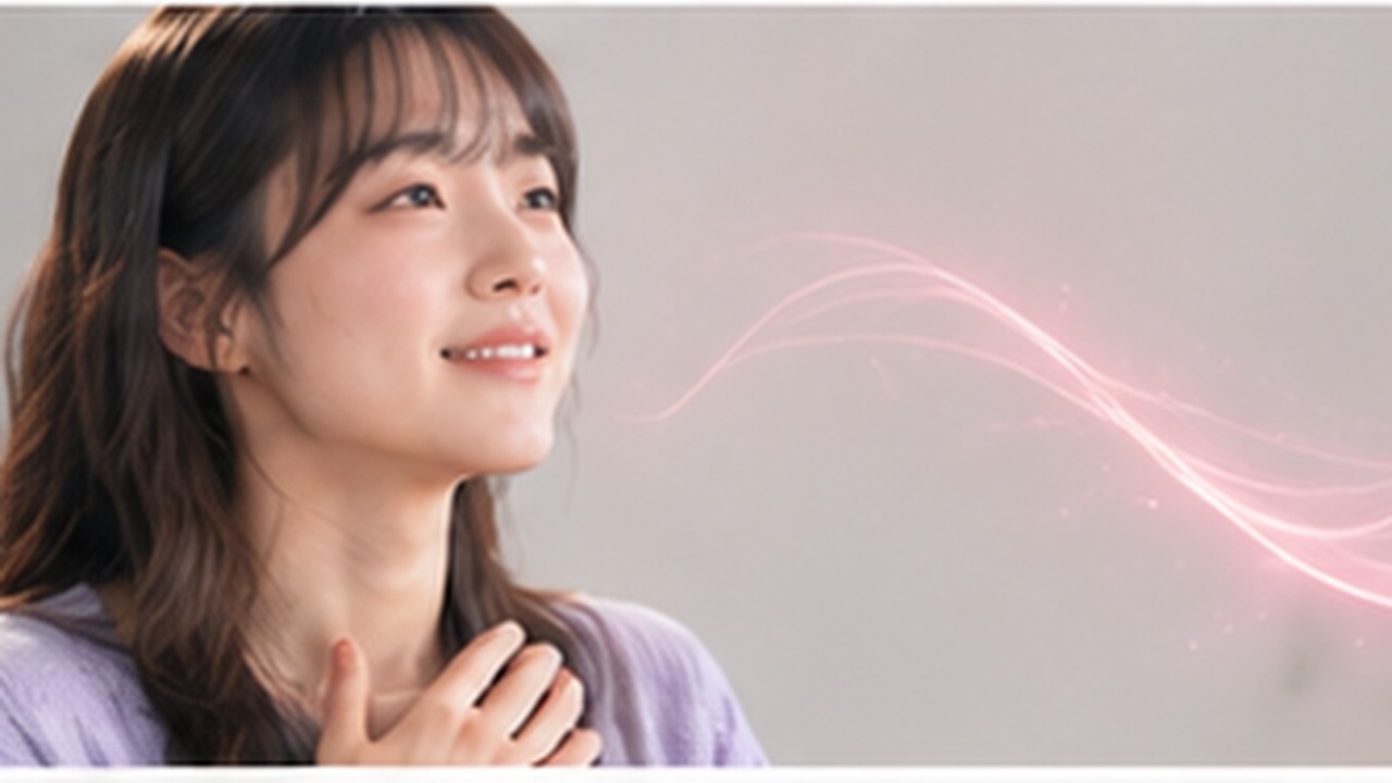 Singer shaping a fuller and clearer high note with gentle resonance in a vocal studio