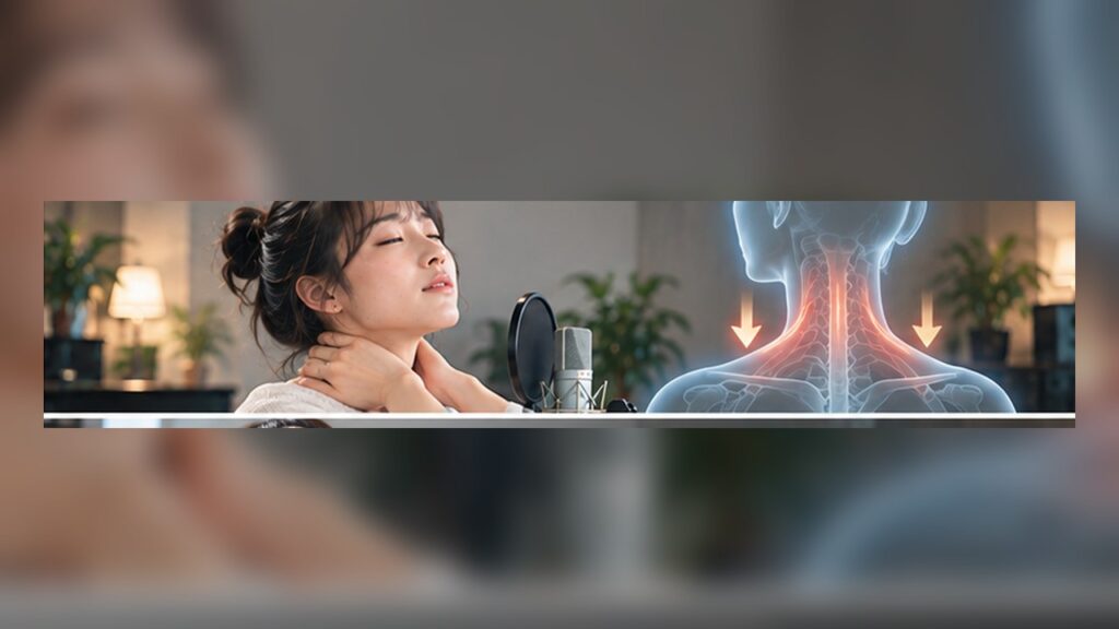Singer releasing neck muscle tension while practicing high notes