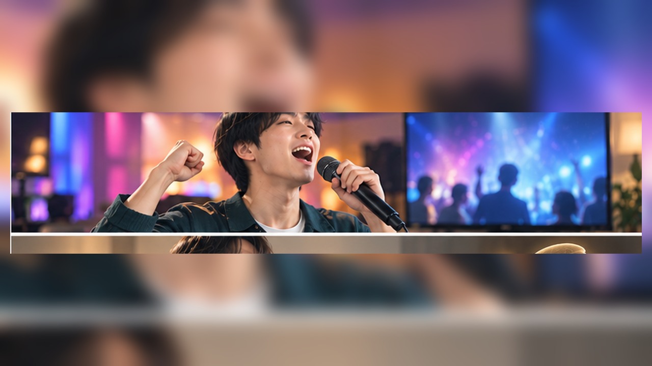 Vocal training concept for カラオケ 高い声 練習 in a modern studio