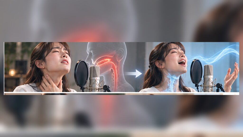 Vocal training concept for 高い声 力む in a modern studio