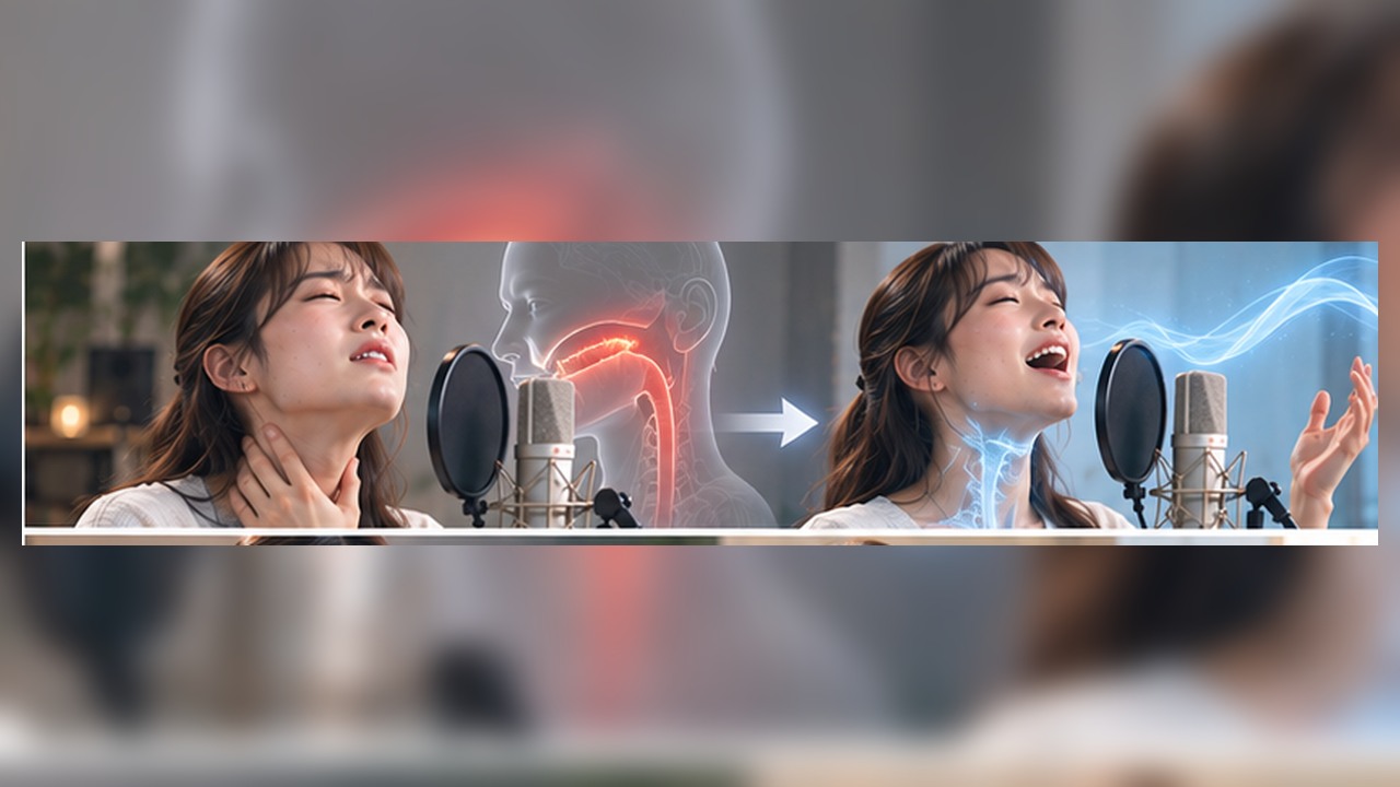 Vocal training concept for 高い声 力む in a modern studio