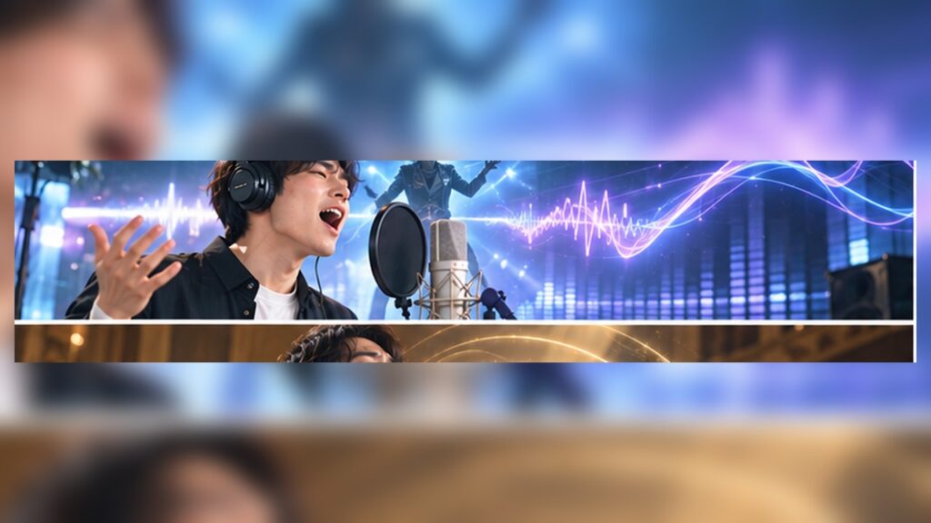 Vocal training concept for 高い声 ボカロ in a modern studio
